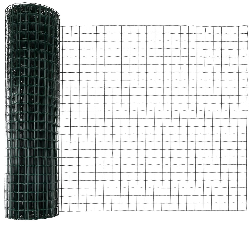 Cerca Euro com 13 Postes 1x25 m Aço Galvanizado Verde