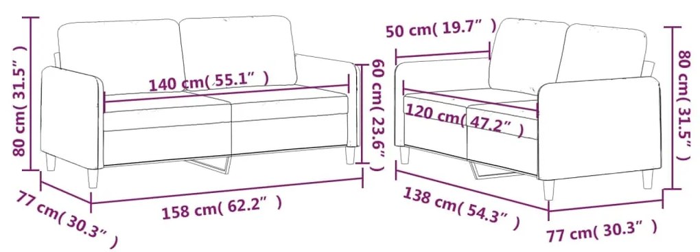 2 pcs conjunto de sofás com almofadões tecido cinza-acastanhado