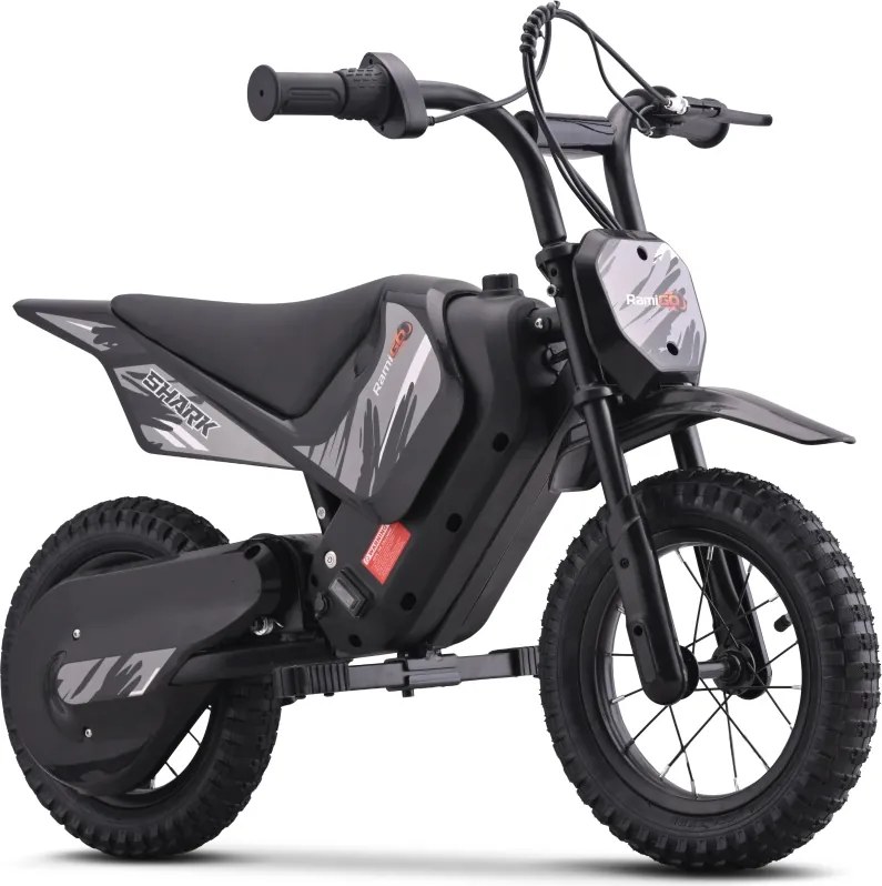 Mota elétrica para Crianças 12V SHARK, 3 a 6 anos rodas ar bombeado, preta