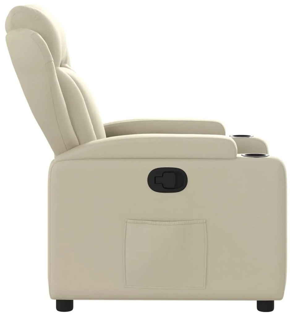 Poltrona reclinável couro artificial cor creme