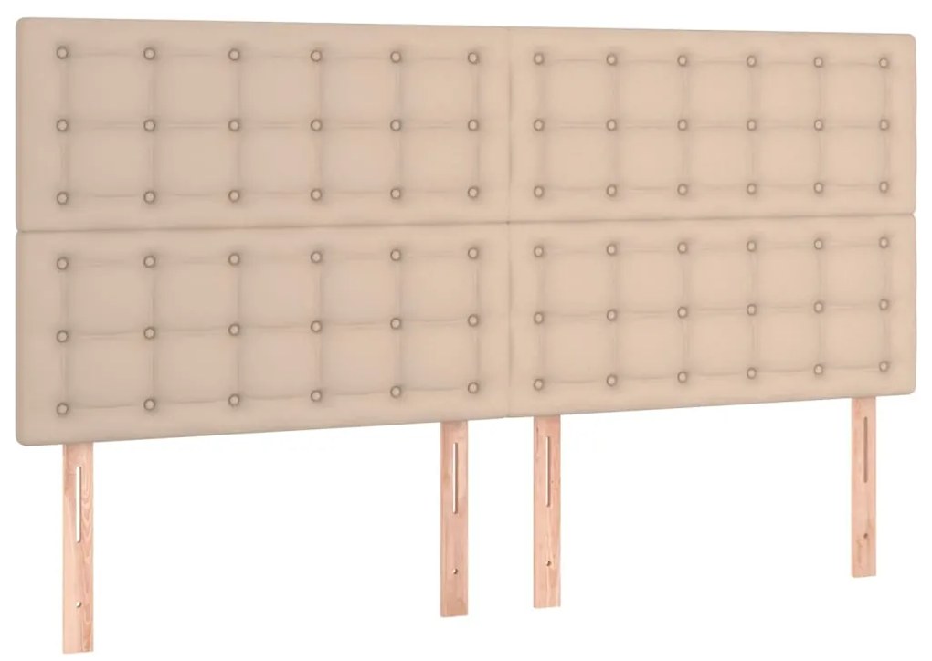 Cabeceira cama c/ LED couro artif. 200x5x118/128 cm cappuccino