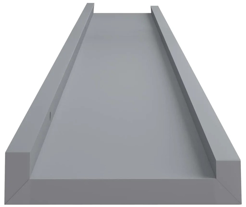 Unidade de prateleiras com rebordo 2 pcs 80x9x3 cm MDF cinzento