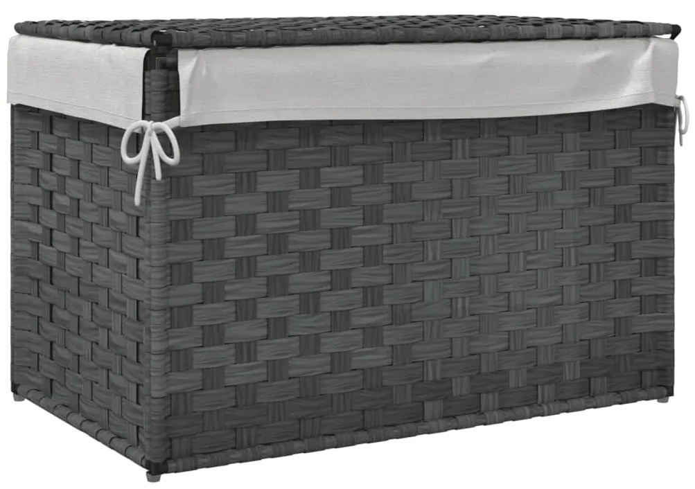 Cesto para roupa suja com tampa 55,5x35x34 cm vime PE cinzento