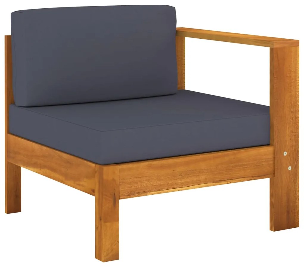 7 pcs conj. lounge de jardim c/ almofadões cinza-escuro acácia