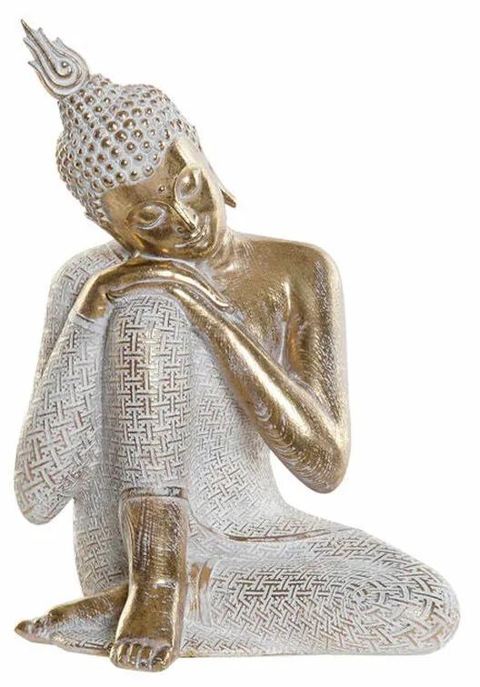 Figura Decorativa DKD Home Decor Dourado Buda Branco Resina (15 x 12 x 21 cm)