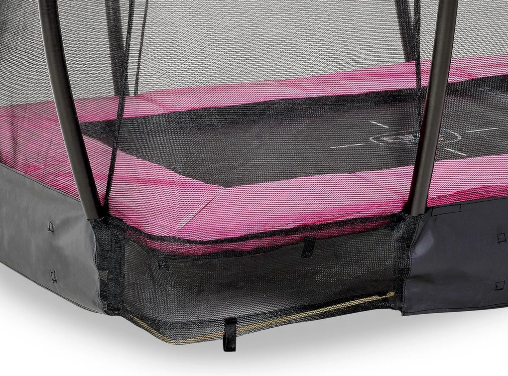 Trampolim retangular de solo Silhouette 153 x 214 cm com rede de segurança - rosa