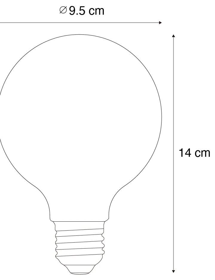 Conjunto de 5 lâmpadas LED E27 reguláveis G95 castanho 4W 120 lm 1800K