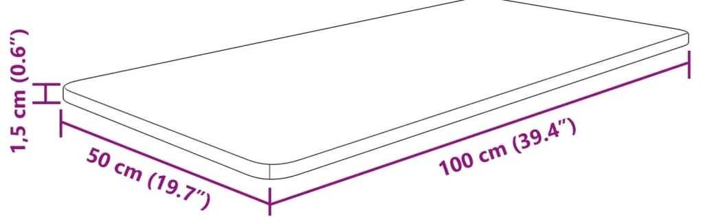 Bancada p/ casa de banho 100x50x1,5 madeira maciça não tratada