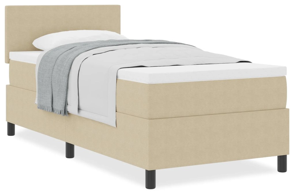 Cama Box Spring com Colchão Verde Claro Cinza 90x200 cm Tecido de Velu