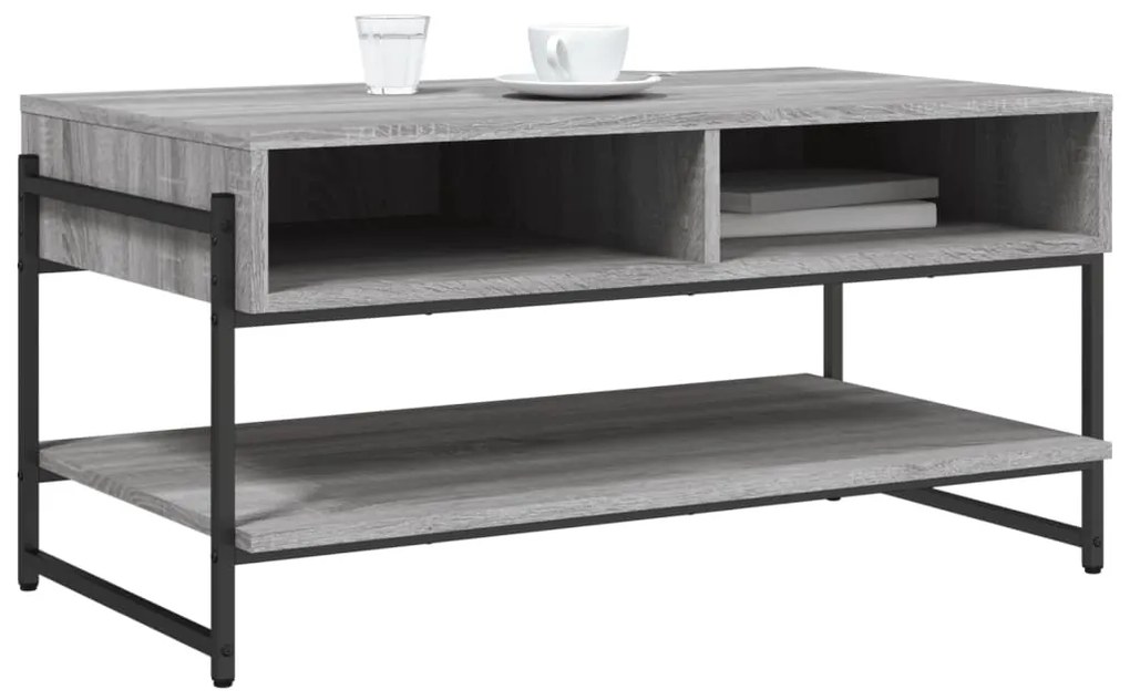 Mesa de centro 90x50x45 cm derivados de madeira cinzento sonoma