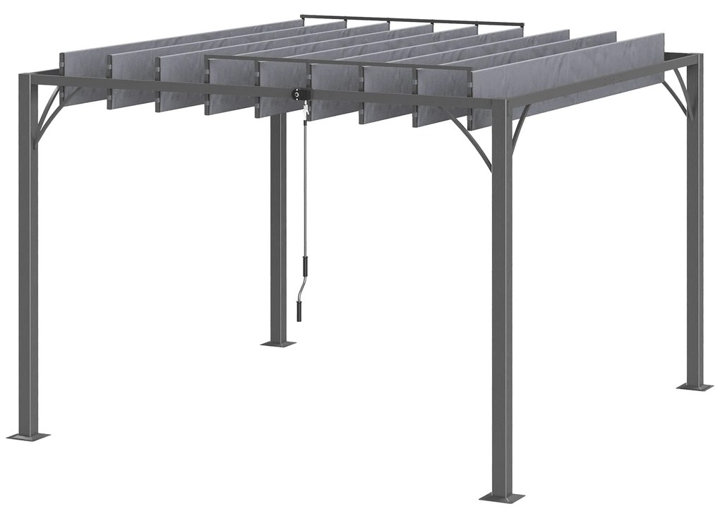 Outsunny Pérgola Jardim 3x3 m Lâminas Superiores Giratórias 135° Proteção UV 50+ Cinza Moderna Elegante