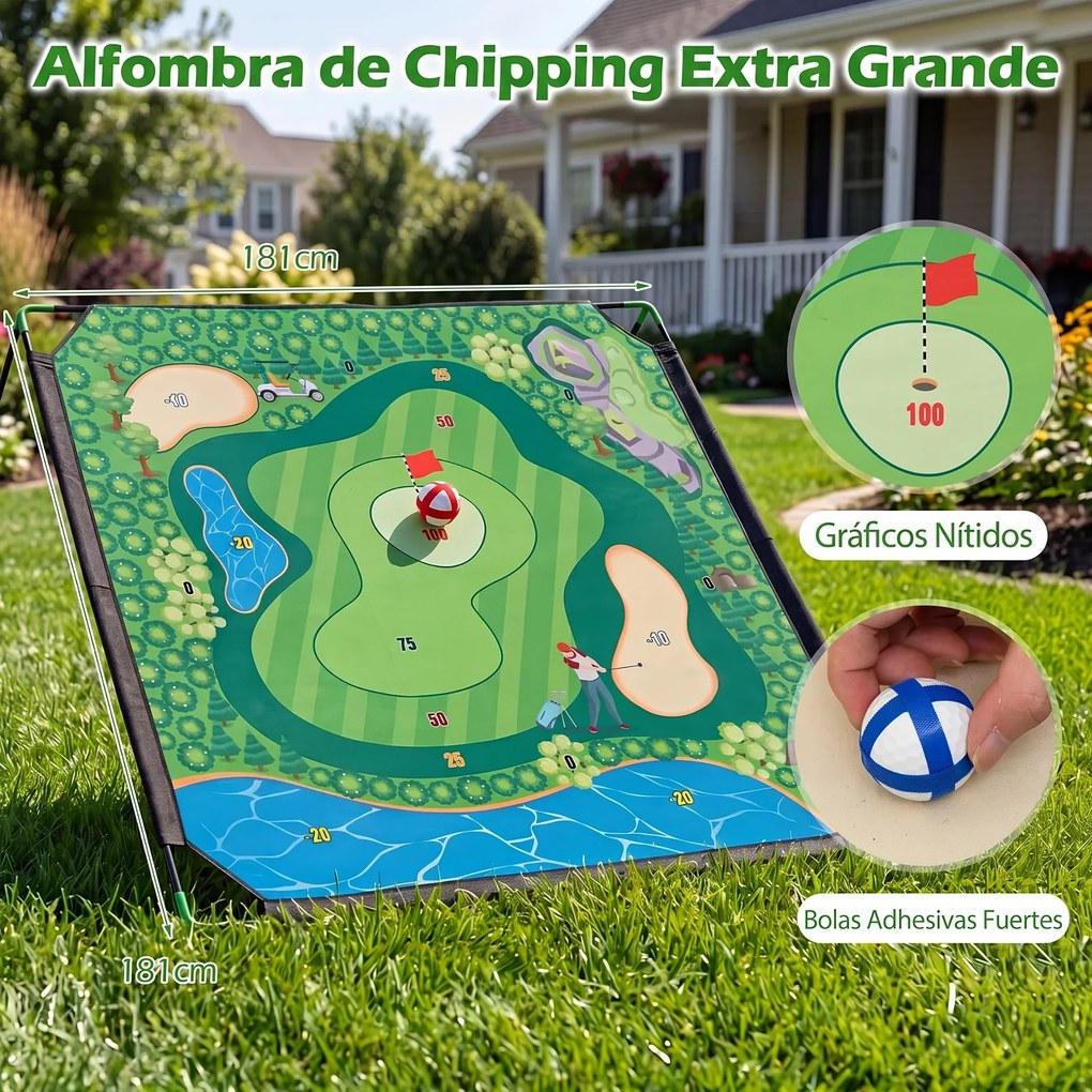 Conjunto de Golfe Infantil, 255 x 181 x 125 cm, 7 Níveis de Inclinação Ajustáveis, Multicolor
