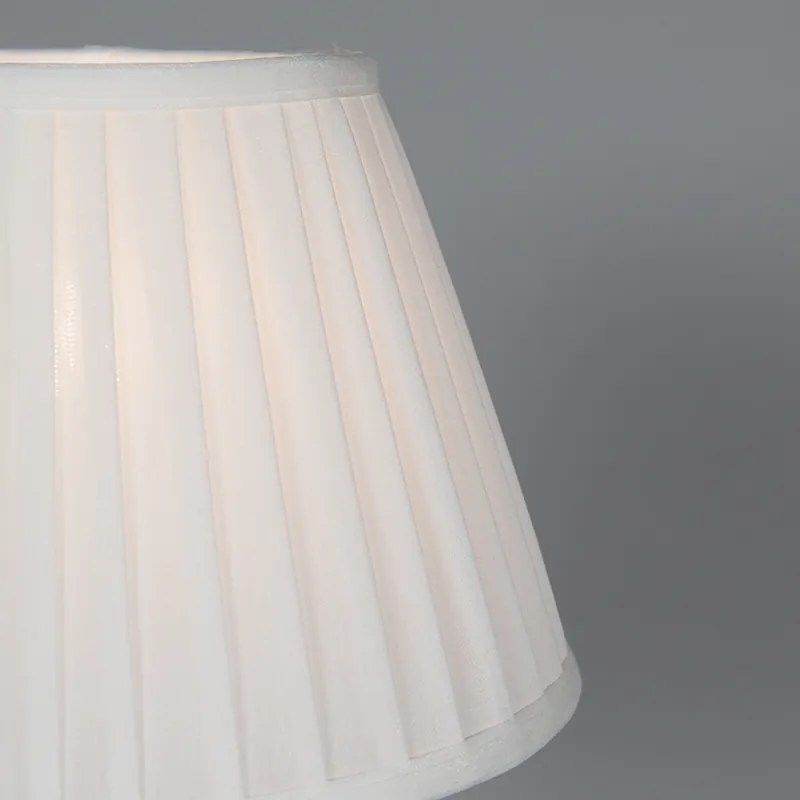 Candeeiro de mesa Retro latão com abajur plissado branco 25 cm - Kaso Retro