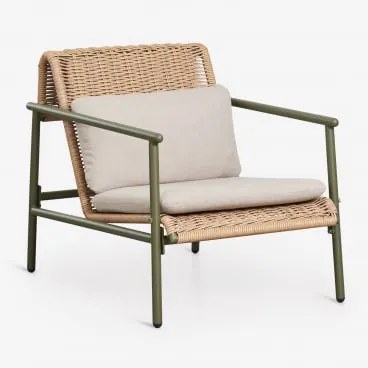 Poltrona De Jardim Com Apoios De Braço Em Alumínio E Rattan Sintético Duroli Verde Azeitona Intenso - Sklum