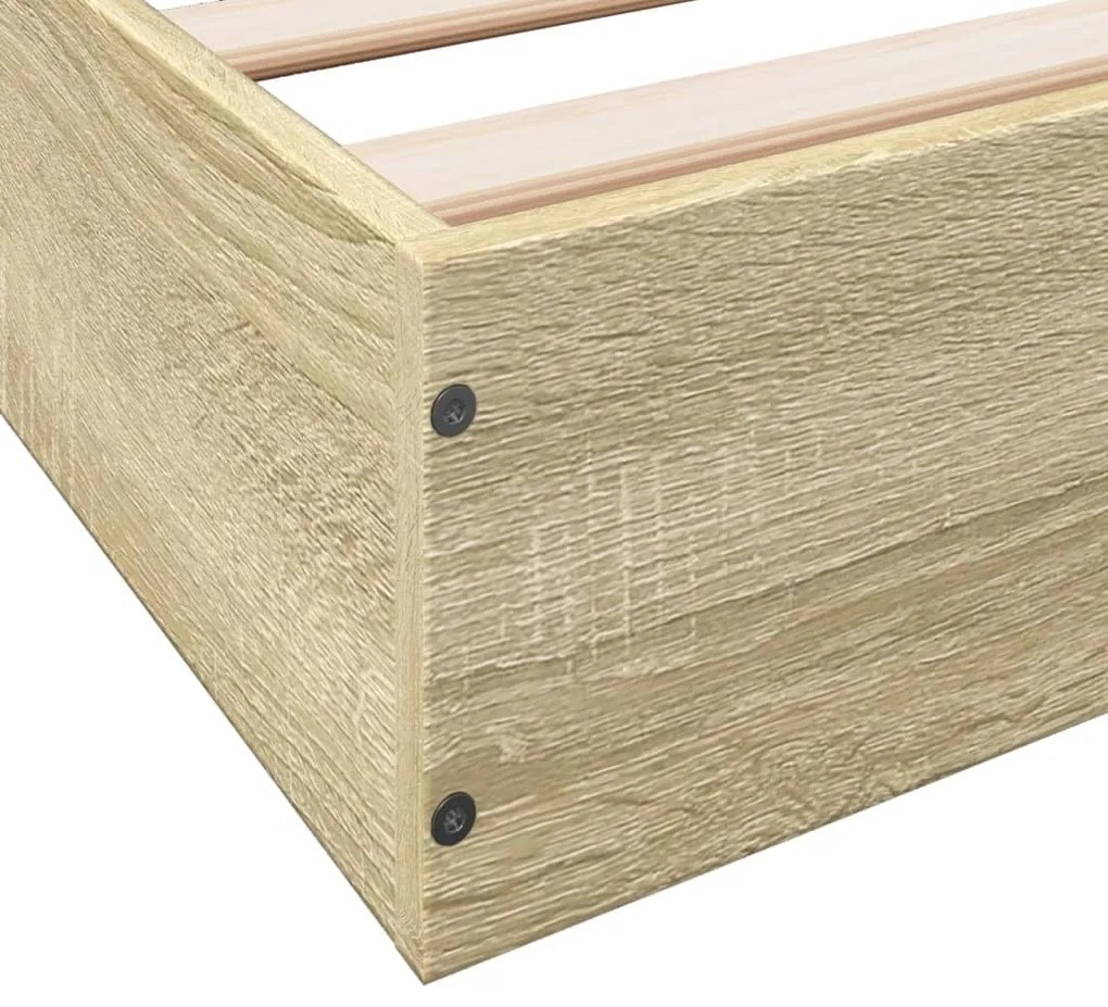 Estrutura de cama 135x190 cm derivados madeira carvalho sonoma