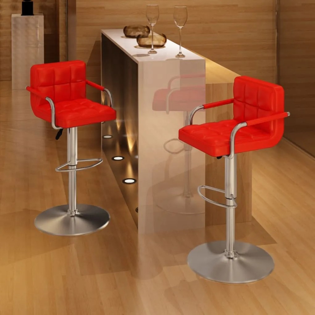 vidaXL Bancos de bar 2 pcs couro artificial vermelho