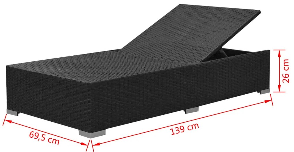 3 pcs conjunto lounge de jardim c/ almofadões vime PE preto