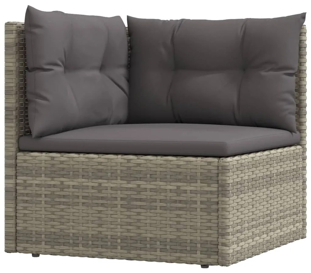 7 pcs conjunto lounge de jardim c/ almofadões vime PE cinzento