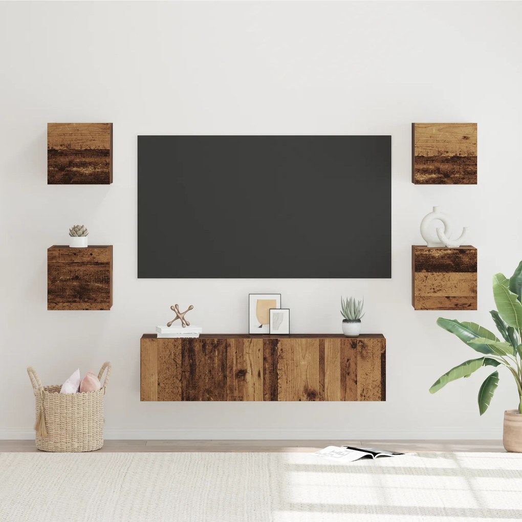 vidaXL Conjunto de móvel de TV Outros com armazenamento com porta 6 pcs Madeira Antiga