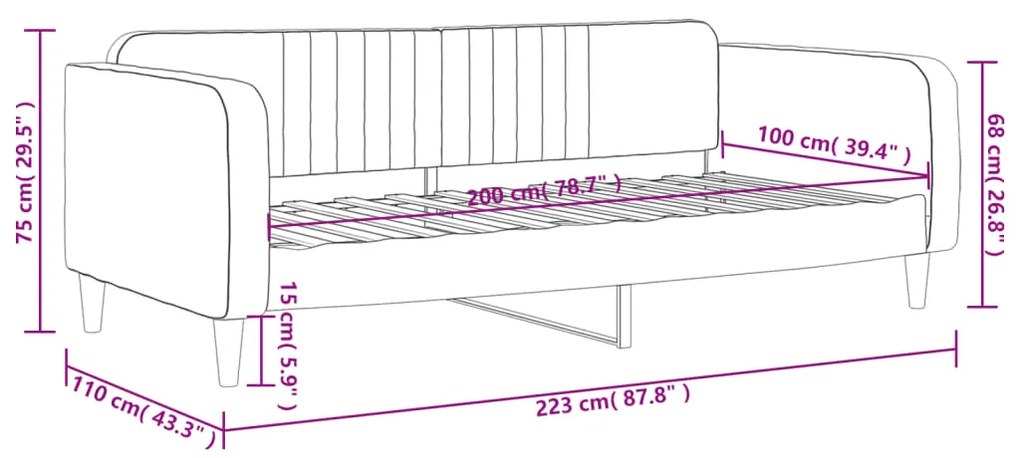 Sofá-cama 100x200 cm veludo azul