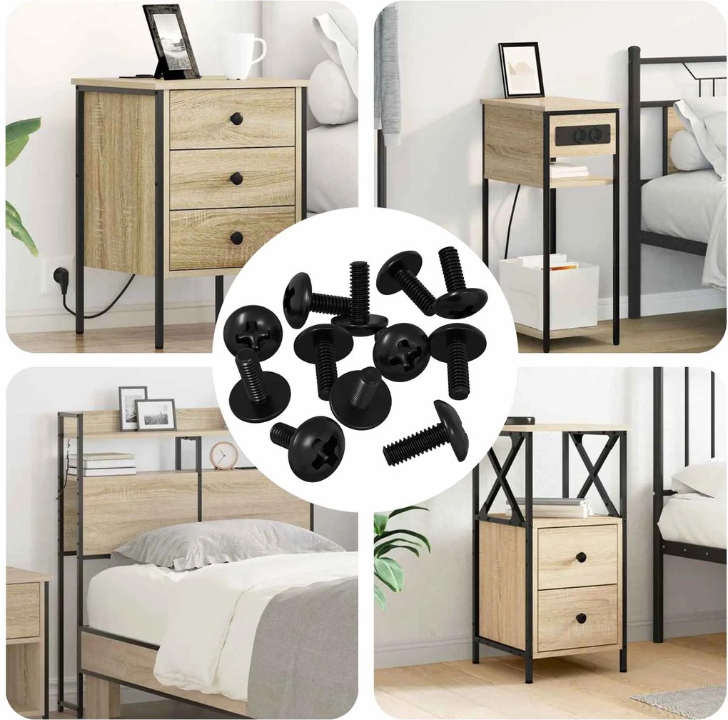 vidaXL Parafusos de Manga 8182 pcs Preto M4 x 10 mm Ferro