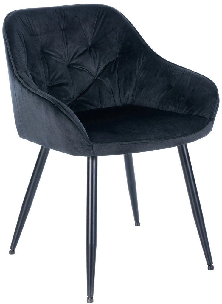 Cadeira de sala de jantar Cassis com estofo em veludo 81 x 56 x 58 cm Preto
