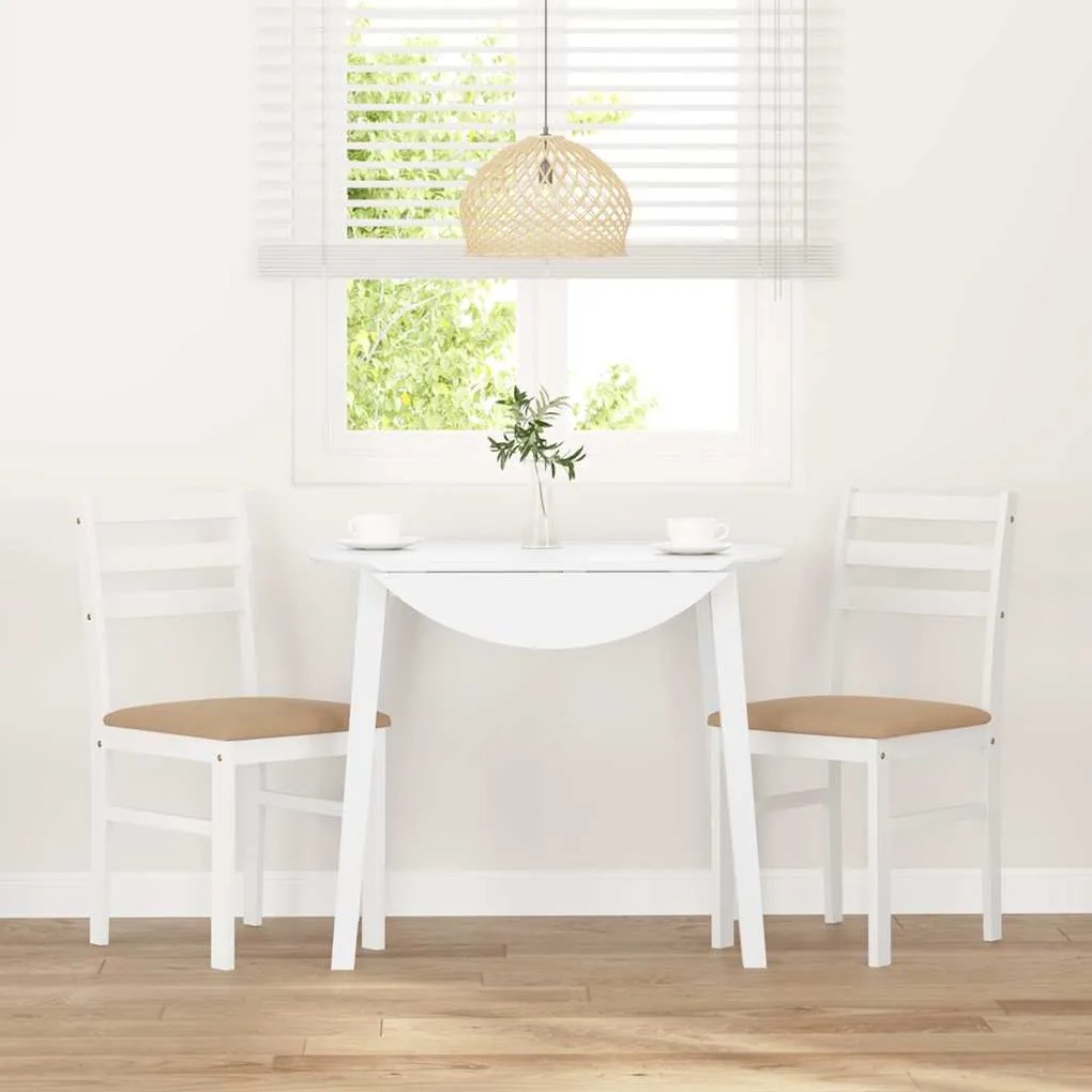 Cadeiras de jantar com almofadões 2 pcs madeira maciça branco