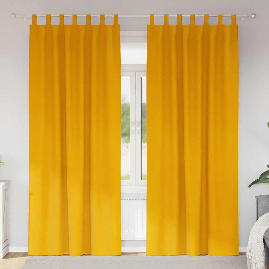 vidaXL Cortinas opacas 2 pcs Amarelo Mostarda 140 x 245 cm Veludo