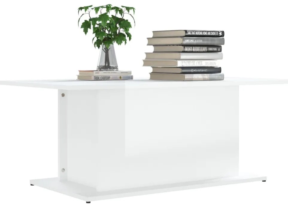 Mesa de centro 102x55,5x40 cm contraplacado branco brilhante