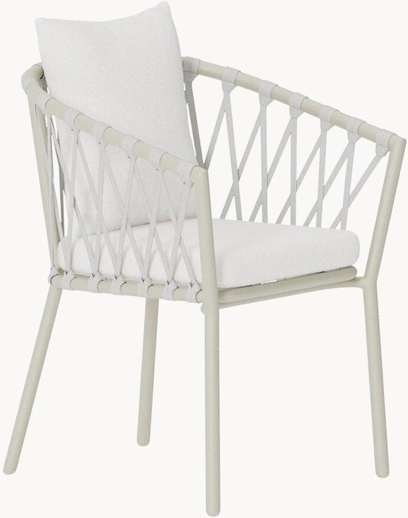 Cadeiras de jantar de jardim em bouclé com braços Linos, conjunto de 2