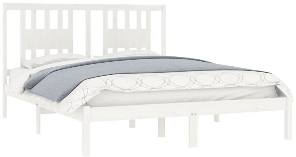 Estrutura de cama 140x200 cm madeira de pinho maciça branco