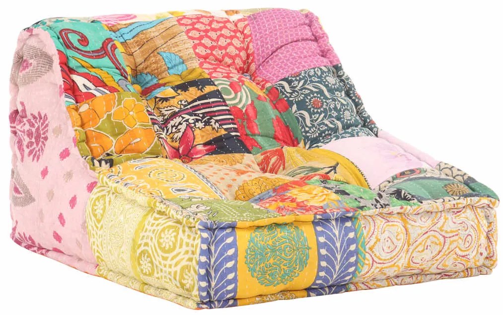 Pufe modular tecido em retalhos