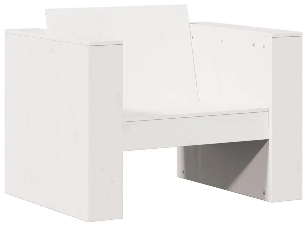 2 pcs conjunto lounge de jardim madeira de pinho maciça branco
