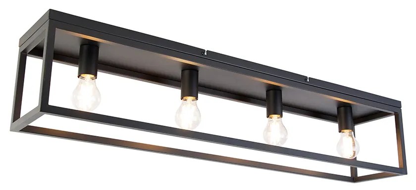 LED Candeeiro de teto inteligente preto 99,5 cm incl. 4 Wi-Fi A60 - Cage Industrial