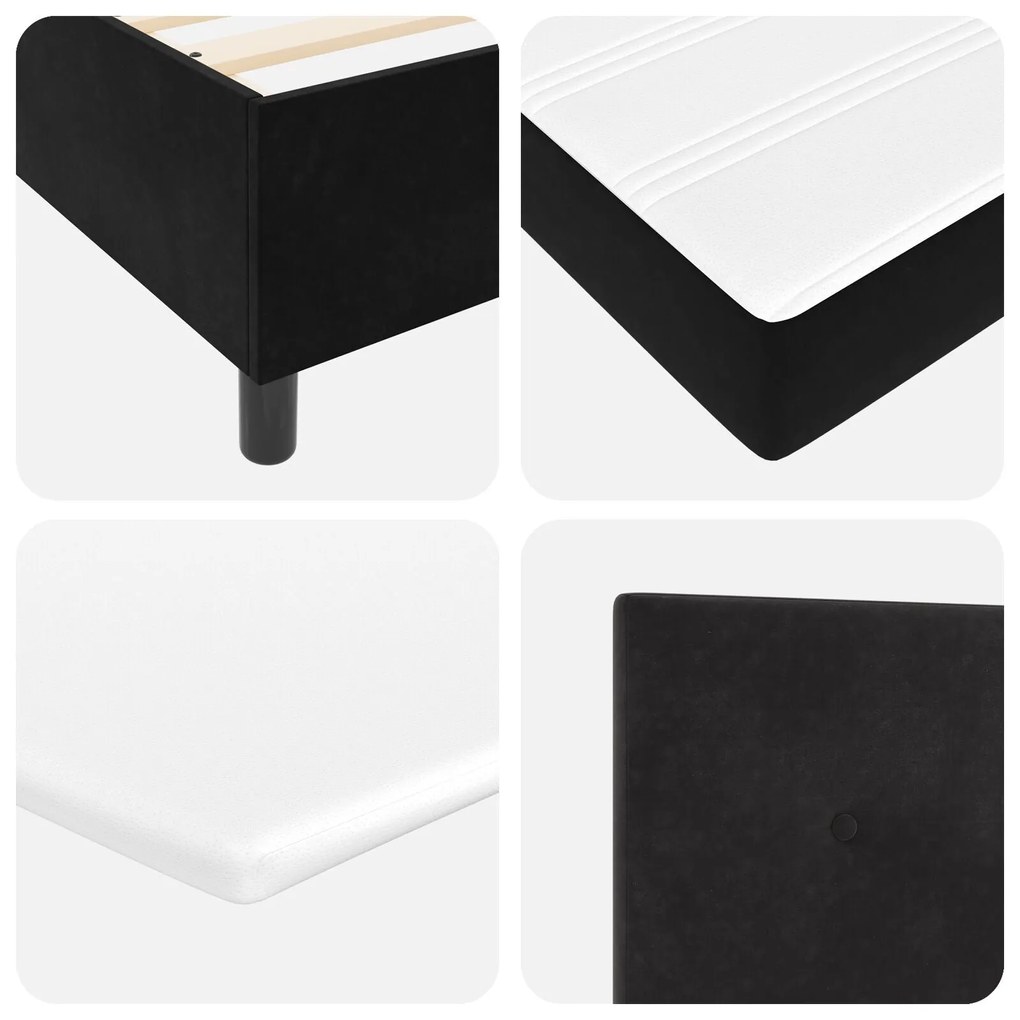 Camas Box Spring com Colchão vidaXL Preto 120x200 cm Veludo