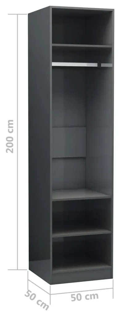 Roupeiro 50x50x200 cm contraplacado cinzento brilhante