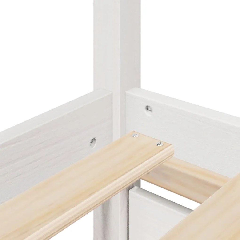 Cama com gavetas e colchão 200x200 cm pinho maciço branco