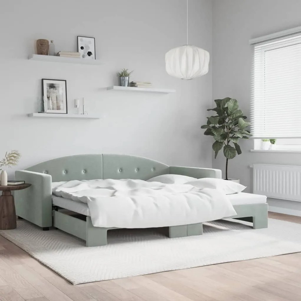 vidaXL Sofá-cama com gavetão 100x200 cm veludo cinzento-claro