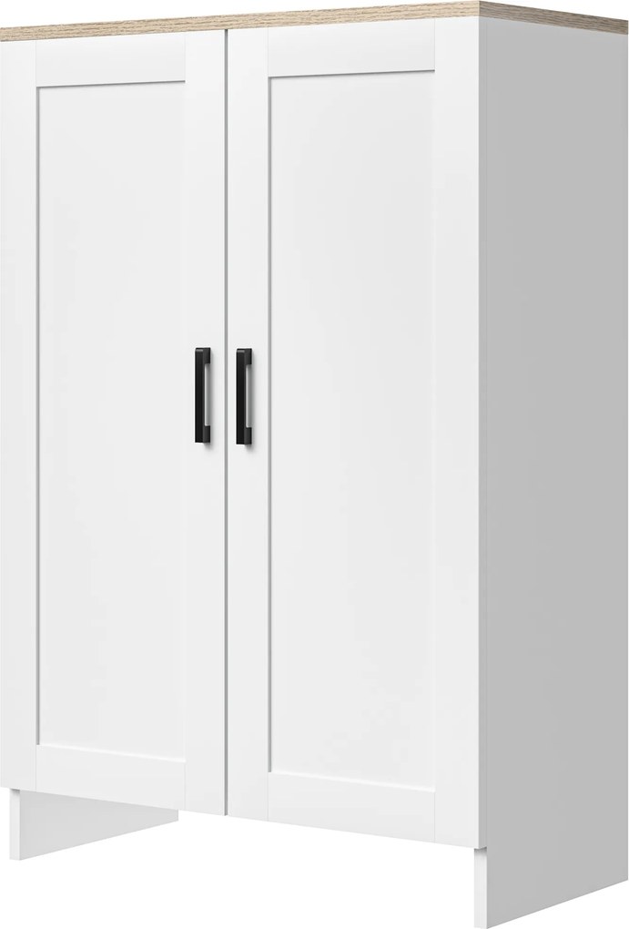 Aparador de cozinha com armário com portas e prateleiras ajustáveis, 60 x 30 x 90 cm, branco