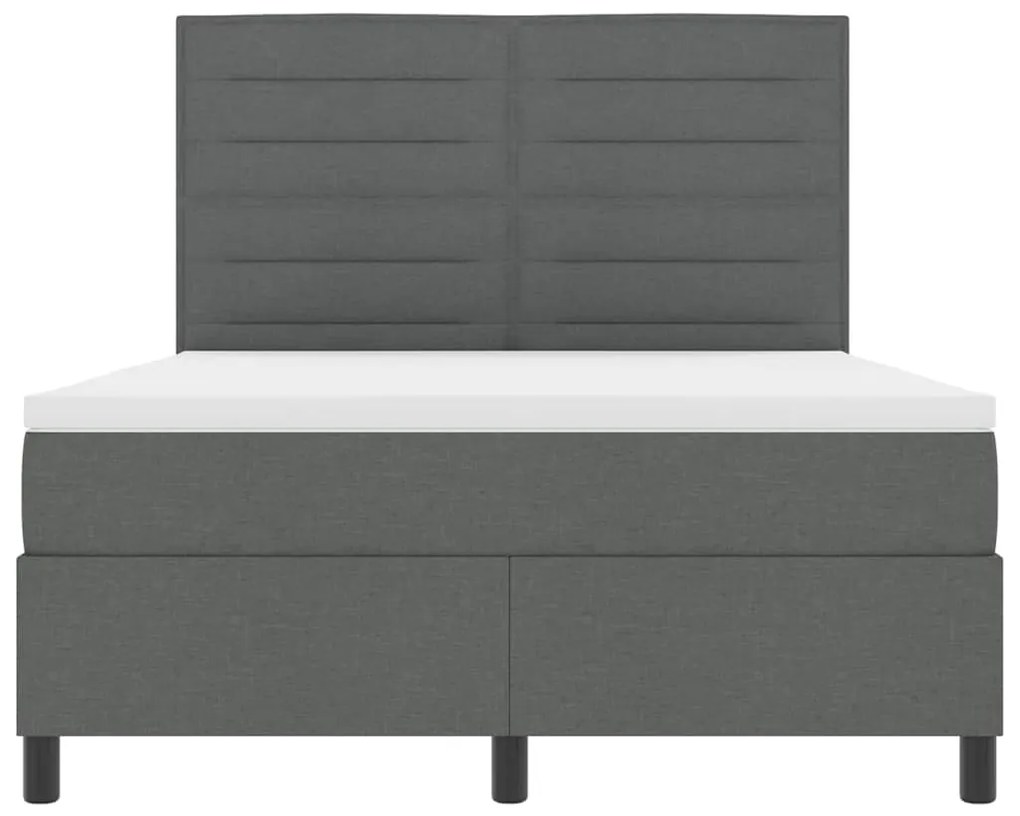 Cama Box Spring com Colchão Cinza Escuro 160x200 cm Tecido