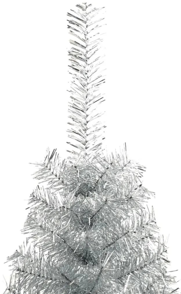 Meia árvore de Natal artificial com suporte 240 cm PET prateado