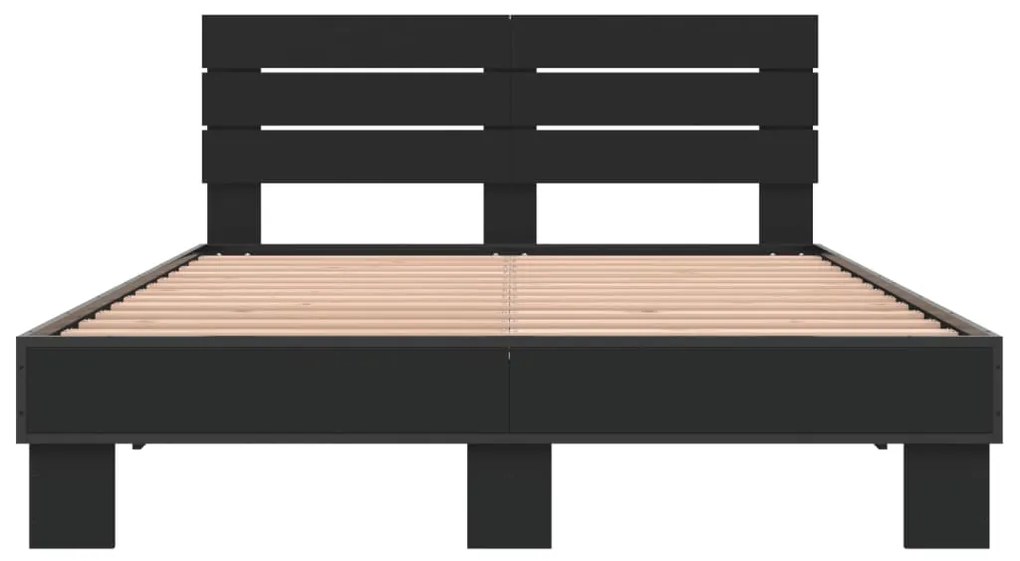 Estrutura de cama 140x200 cm derivados de madeira/metal preto