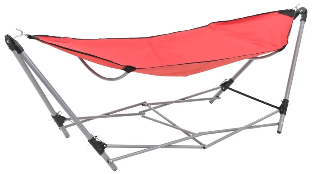 44364 vidaXL Rede com suporte dobrável vermelho