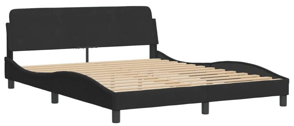 Estrutura de cama c/ luzes LED 160x200 cm veludo preto