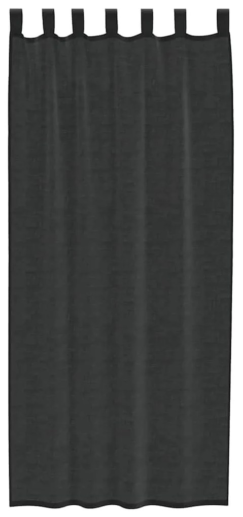 Cortinas de voile com aba 2 pcs preto