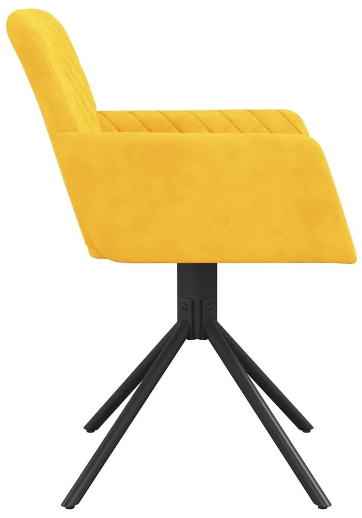 Cadeiras de jantar giratórias 2 pcs veludo amarelo