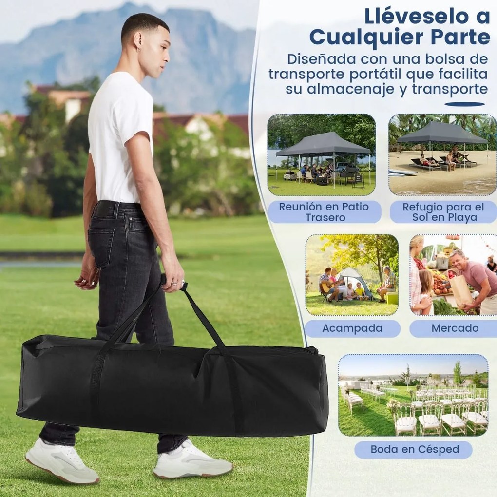 Tenda para festas, eventos jardim dobrável impermeável de 3 x 6 m com bolsa de transporte Proteção solar Tenda resistente Cinzento