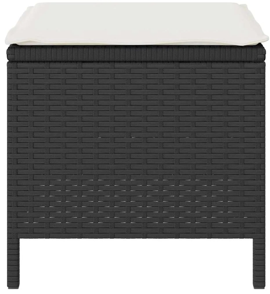 Conjunto de Jantar para Jardim de 4 Peças com Almofadas Preto Rattan d