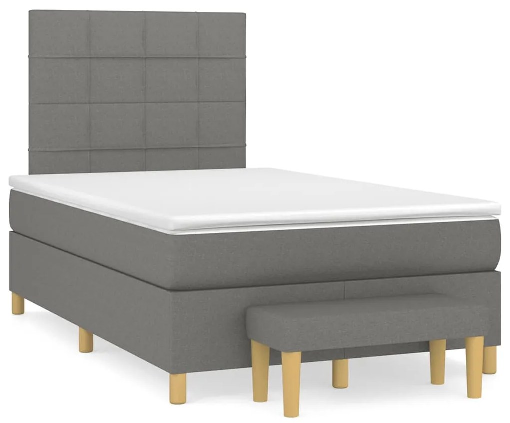 Cama boxspring com colchão 120x190 cm tecido cinzento-escuro