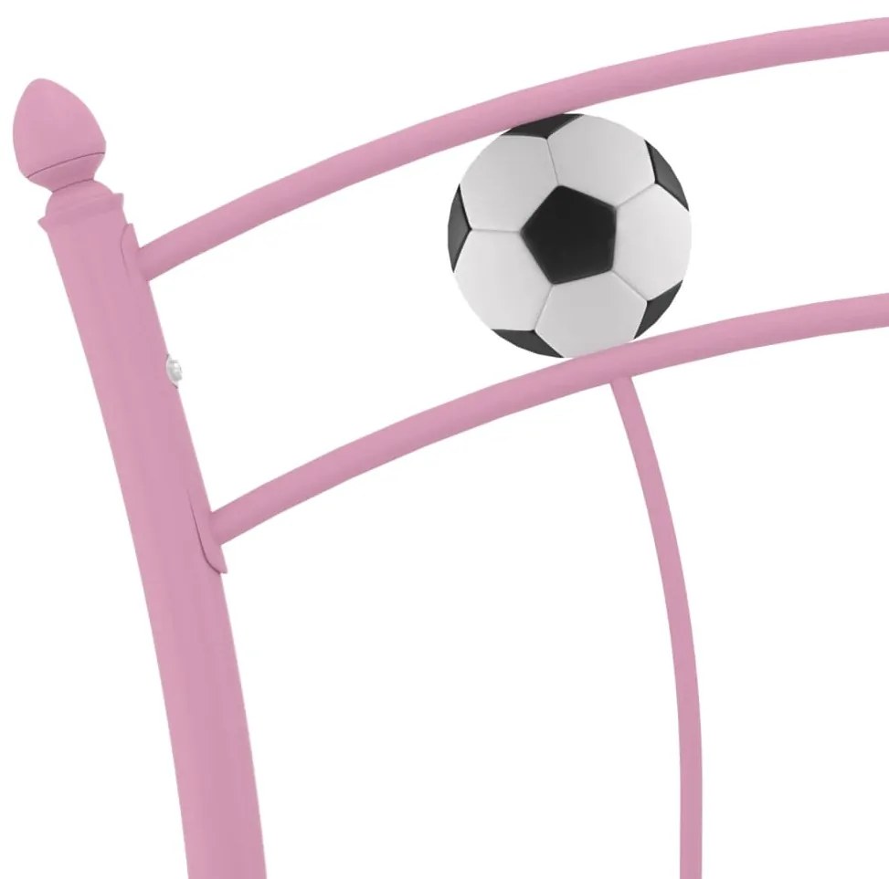 Estrutura de cama com design de futebol 90x200 cm metal rosa